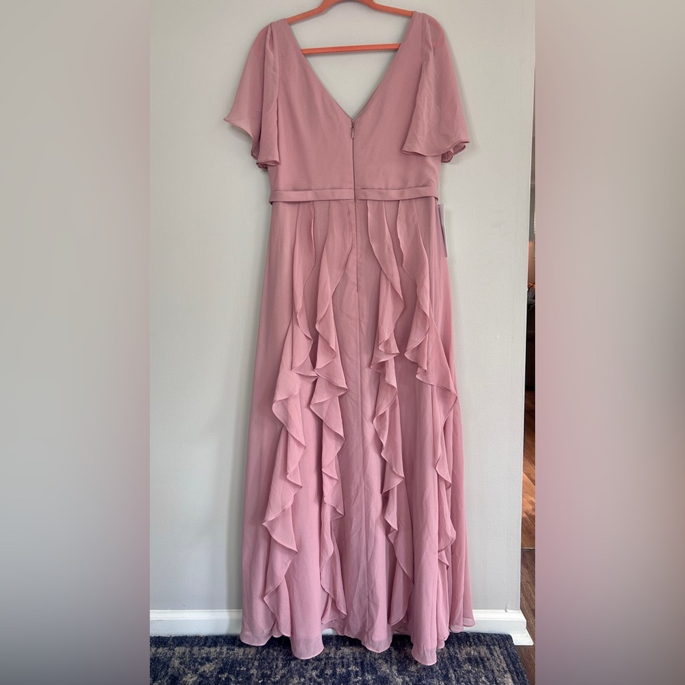 NWT AZAZIE Watson Dusty Rose Mauve Chiffon Gown Formal Maxi Dress Bridesmaid 14 - Picture 11 of 14